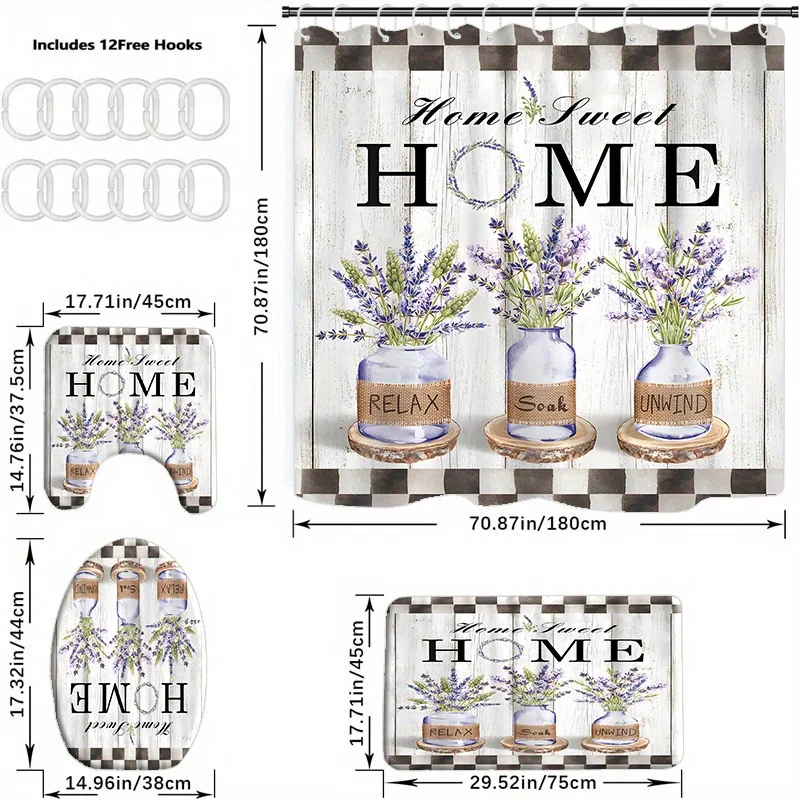 4PCs flower pattern shower cur - огляд і ціна Bamboo Bath Mat