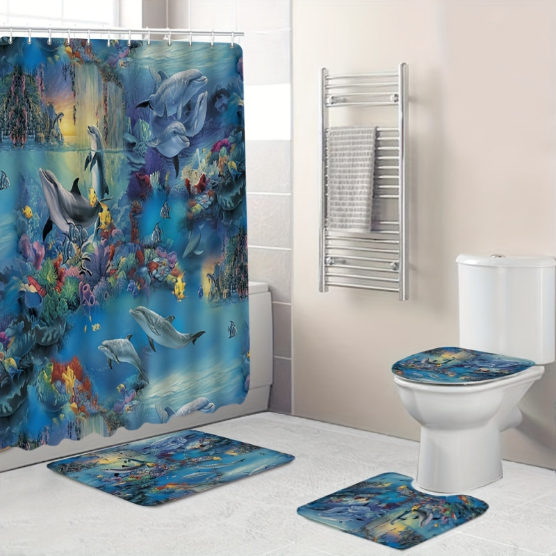 4pc Dolphin Pattern Bath Mat,  - огляд і ціна Bamboo Bath Mat