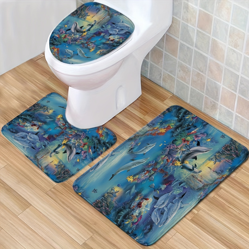 4pc Dolphin Pattern Bath Mat,  - огляд і ціна Bamboo Bath Mat