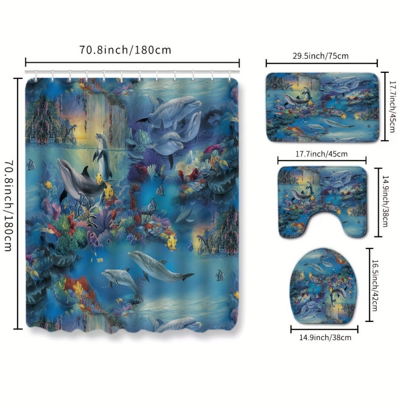 4pc Dolphin Pattern Bath Mat,  - огляд і ціна Bamboo Bath Mat