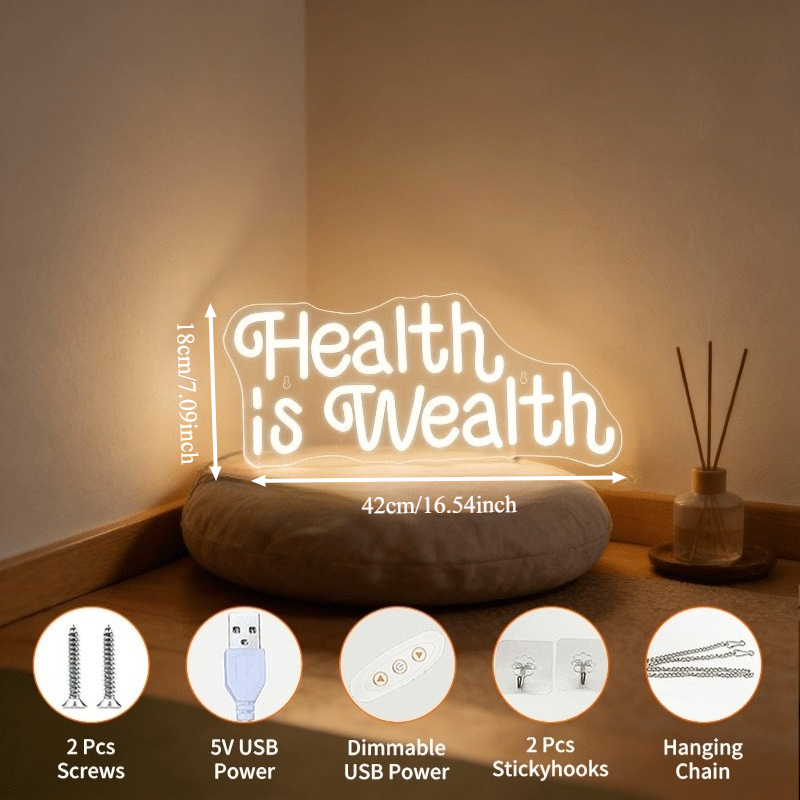 Health is Wealth Neon Sign LED - огляд і ціна Health Wellness Lifestyle